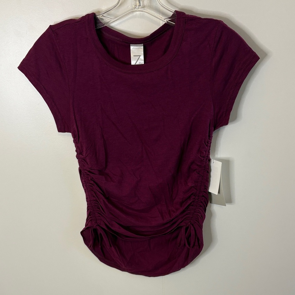 Zella Short Sleeve Ruched Tee in Deep Purple